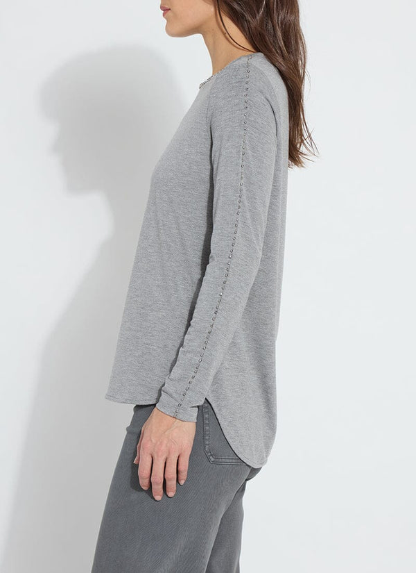 Lyssé Iman Embellished Top Dark Heather Grey