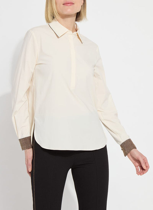 Lyssé Jamie Beaded Shirt Macadamia