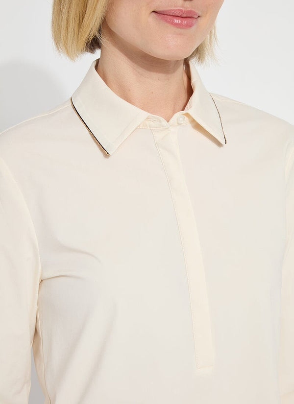 Lyssé Jamie Beaded Shirt Macadamia