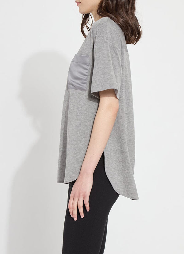 Lyssé Jazmin Mix-Media Top Pewter Green