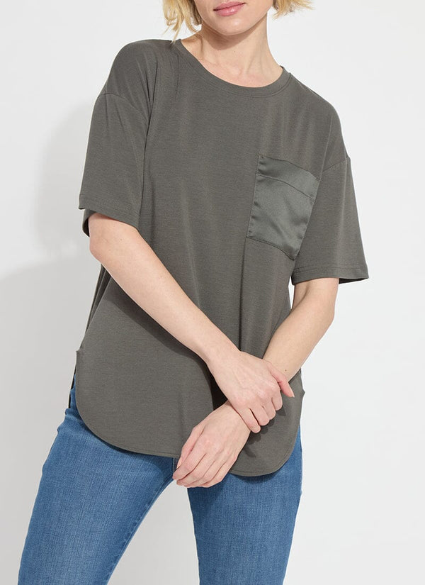 lyssé Jazmin Mix-Media Top Pewter Green