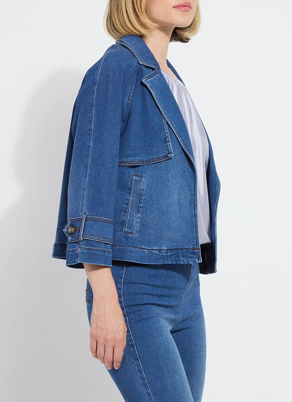 Lyssé Jeanne Cropped Tencel Denim Trench Mid Wash