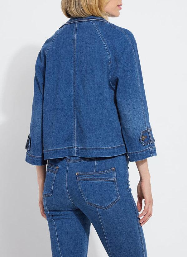 Lyssé Jeanne Cropped Tencel Denim Trench Mid Wash