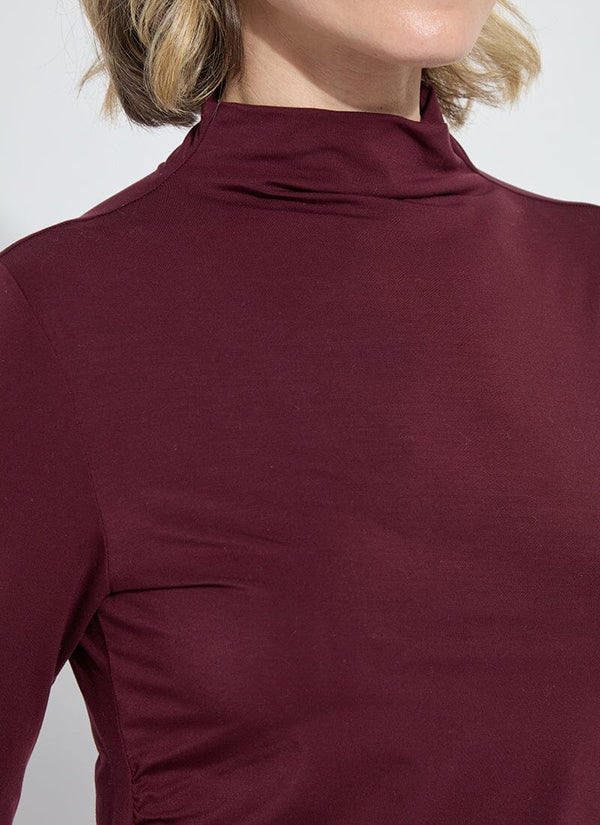 Lyssé Jovita Funnel Neck Top Dark Plum