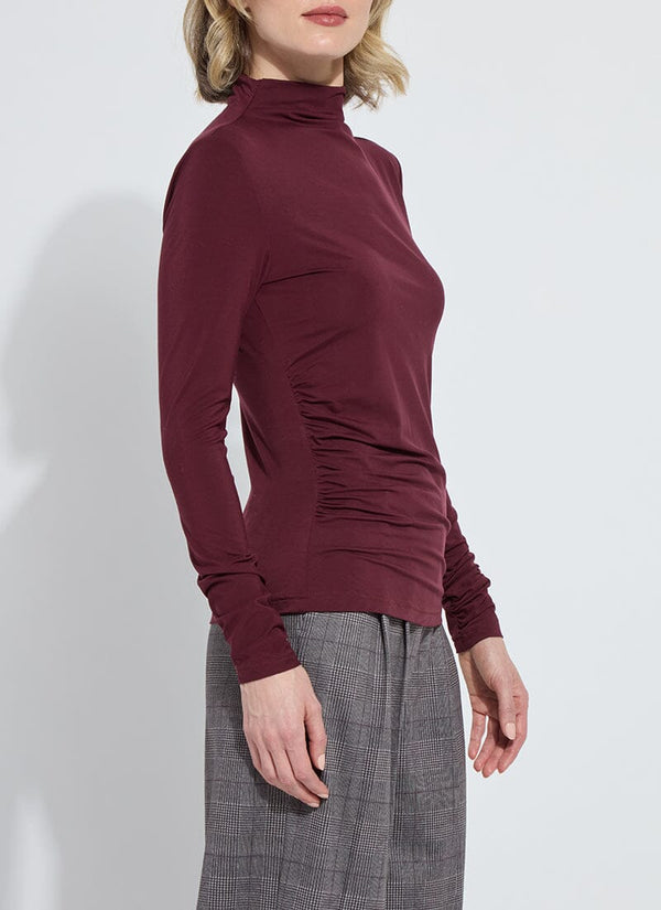 Lyssé Jovita Funnel Neck Top Dark Plum