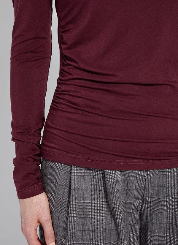Lyssé Jovita Funnel Neck Top Dark Plum