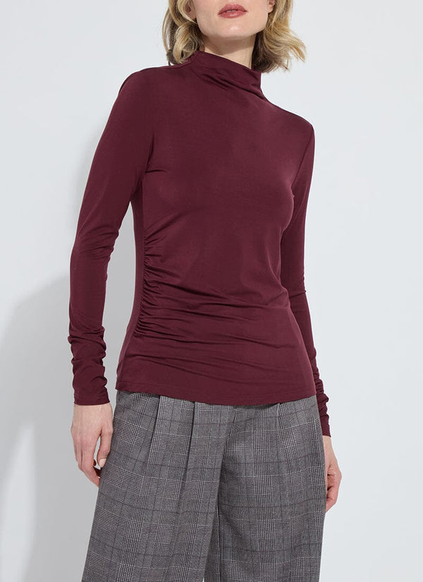 lyssé Jovita Funnel Neck Top Dark Plum