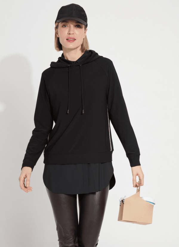 lyssé Julia Stretch Crepe Hoodie Black