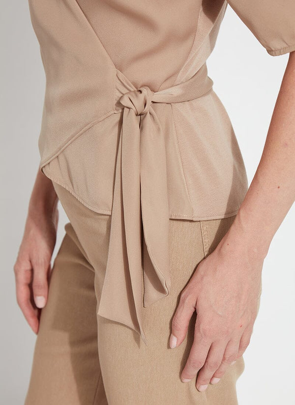 Lyssé Juno Front Tie Wrap Top Tanned