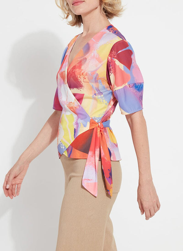 Lyssé Juno Front Tie Wrap Top Zesty Shades