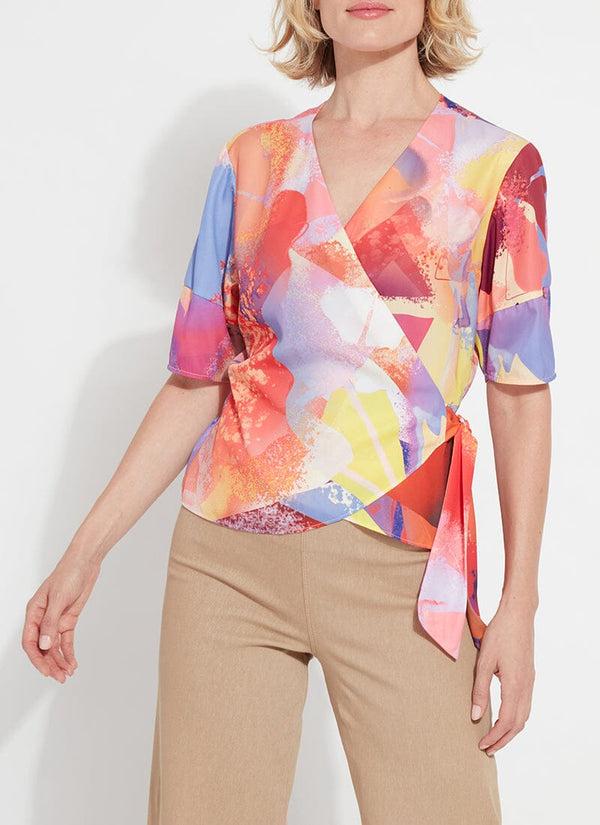 Lyssé Juno Front Tie Wrap Top Zesty Shades