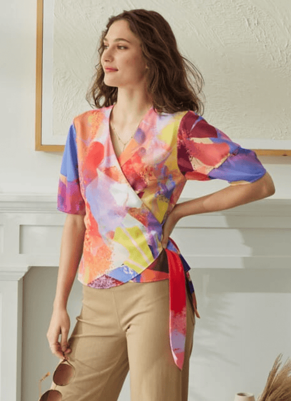 lyssé Juno Front Tie Wrap Top Zesty Shades