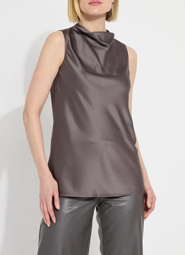 Lyssé Justine Draped Mock Neck Gray Ash