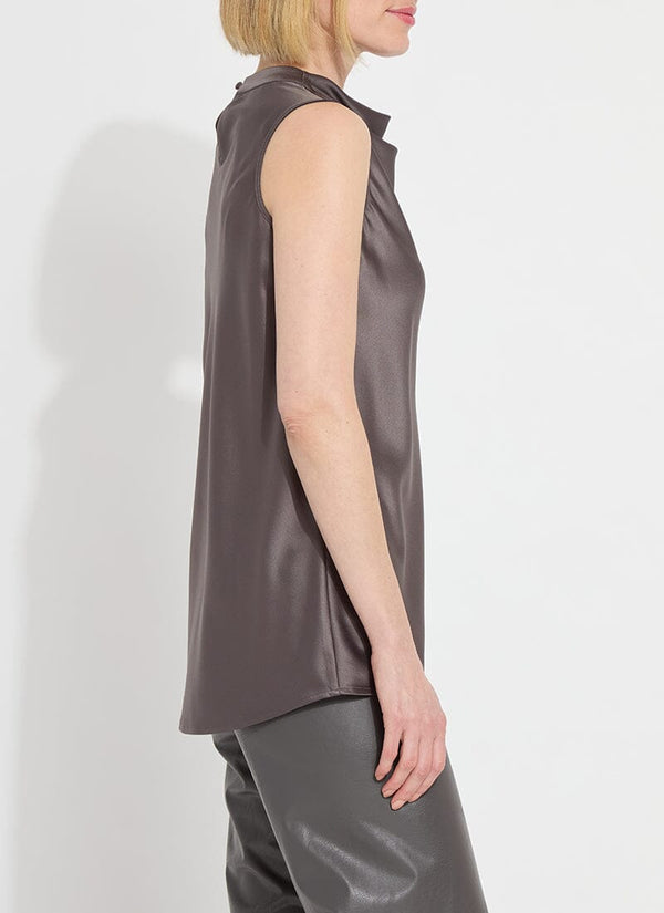 Lyssé Justine Draped Mock Neck Gray Ash