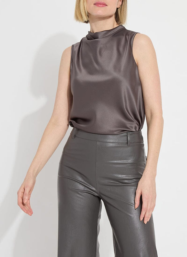 lyssé Justine Draped Mock Neck Gray Ash