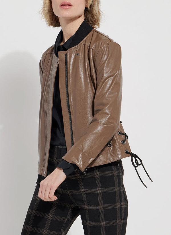 Lyssé Kellie Bomber Moto Jacket Cold Chestnut