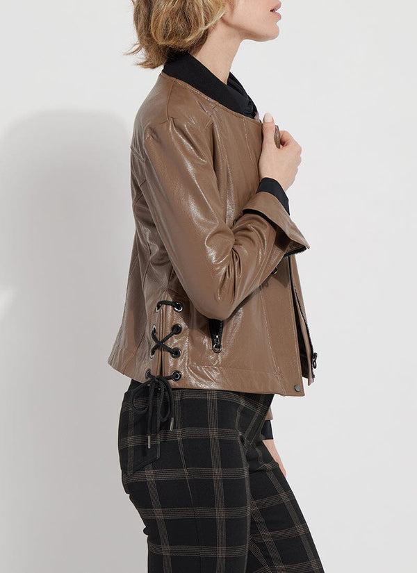 Lyssé Kellie Bomber Moto Jacket Cold Chestnut