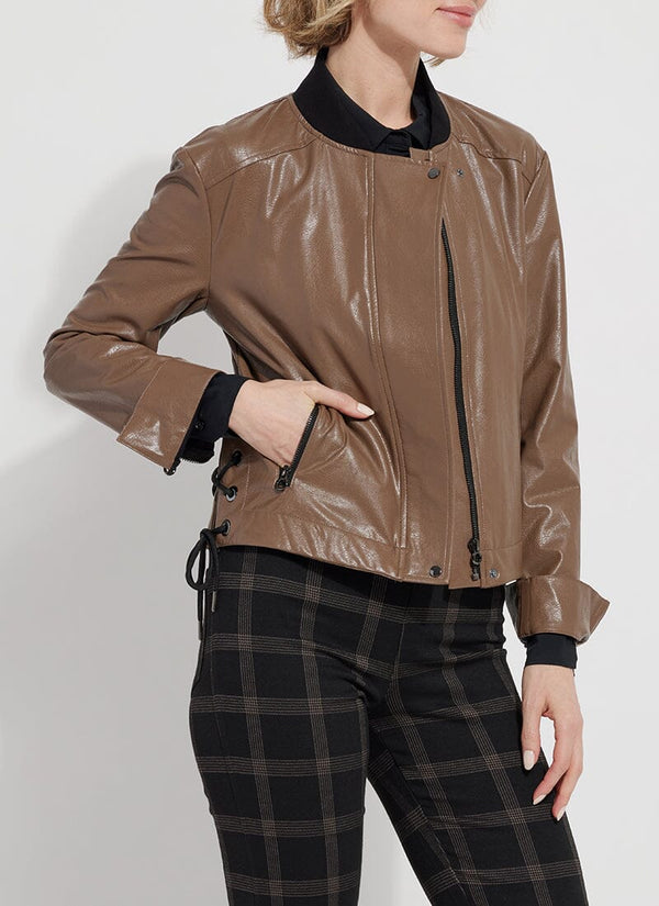 lyssé Kellie Bomber Moto Jacket Cold Chestnut