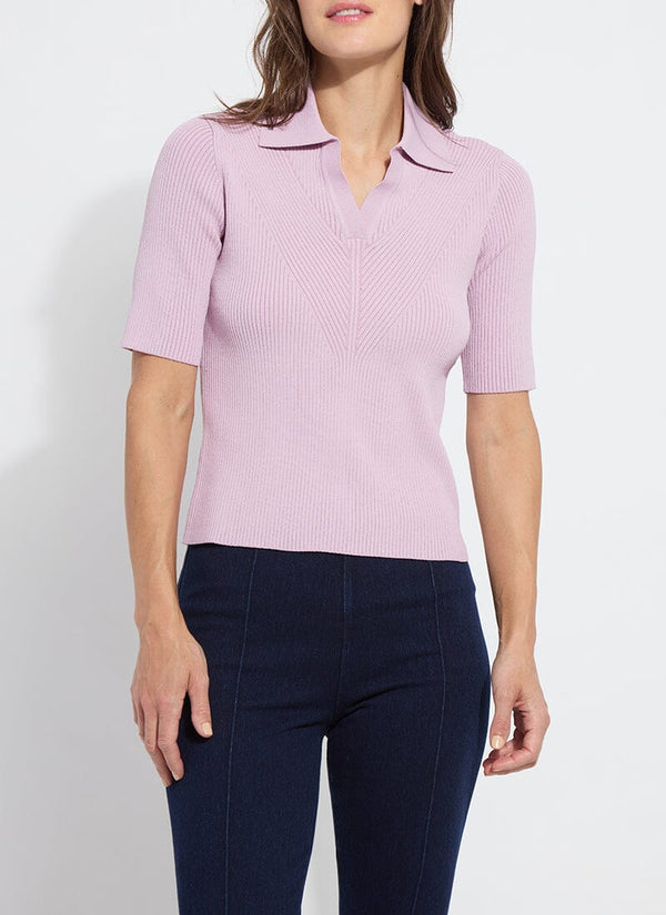 Lyssé Kenzie Ribbed Knit Polo White