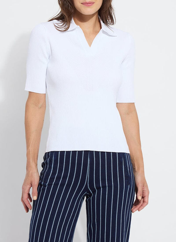 lyssé Kenzie Ribbed Knit Polo White
