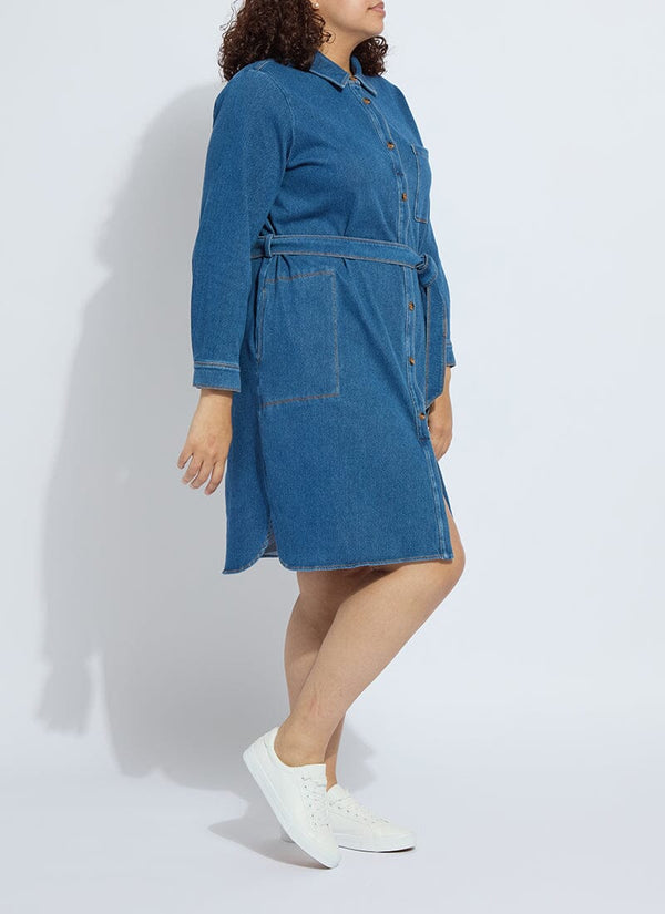 Lyssé Knit Denim Schiffer Dress Curvy Mid Wash