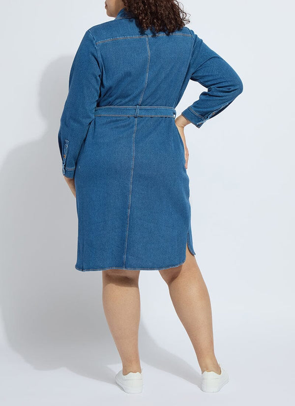 Lyssé Knit Denim Schiffer Dress Curvy Mid Wash
