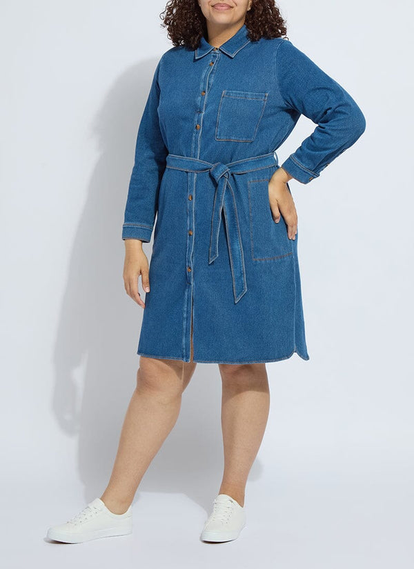 lyssé Knit Denim Schiffer Dress Curvy Mid Wash