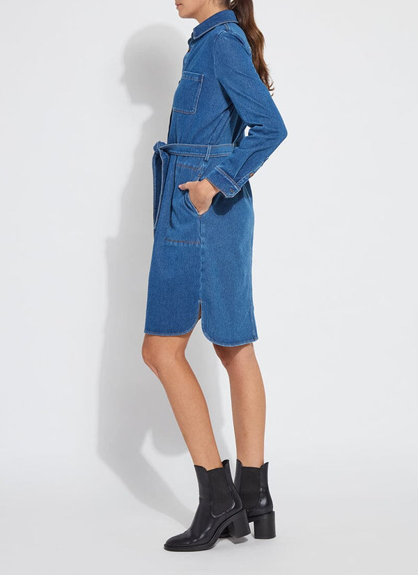 Lyssé Knit Denim Schiffer Dress Mid Wash