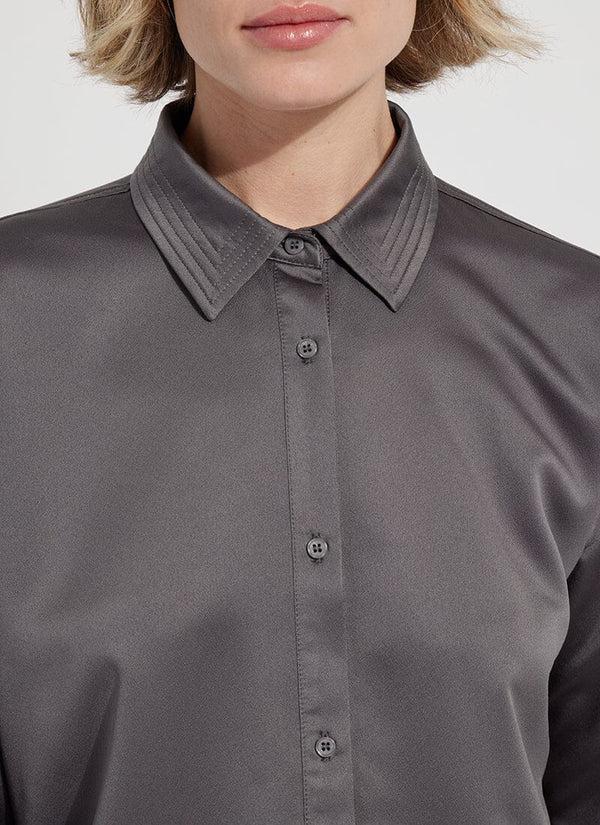 Lyssé Kristin Stitched Satin Shirt Auburn