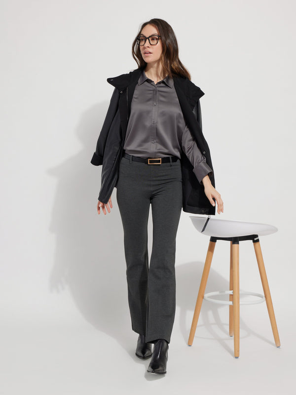 Lyssé Kristin Stitched Satin Shirt Auburn