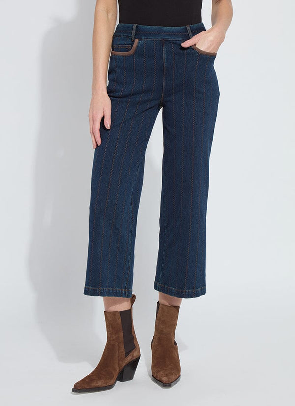 lyssé Landon Embroidered Wide Leg Denim Indigo
