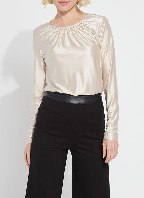 lyssé Larissa Satin Jersey Top Light Pewter