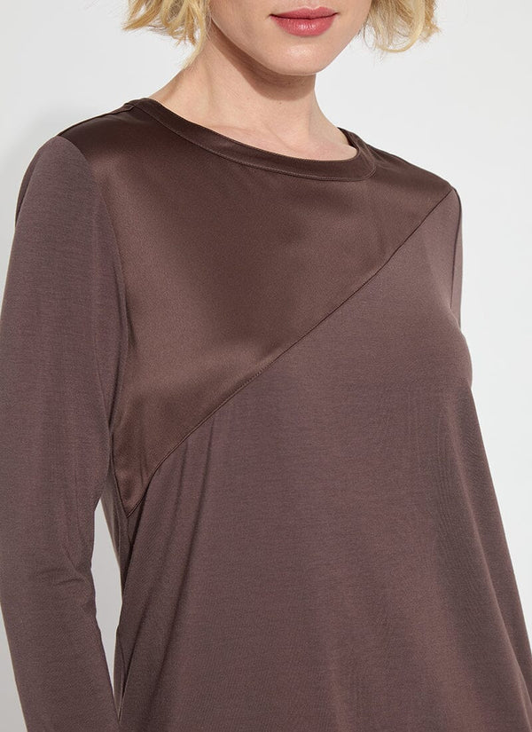 Lyssé Leia Mixed Media Top Dark Mocha