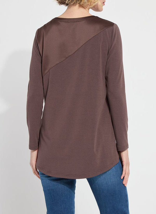 Lyssé Leia Mixed Media Top Dark Mocha