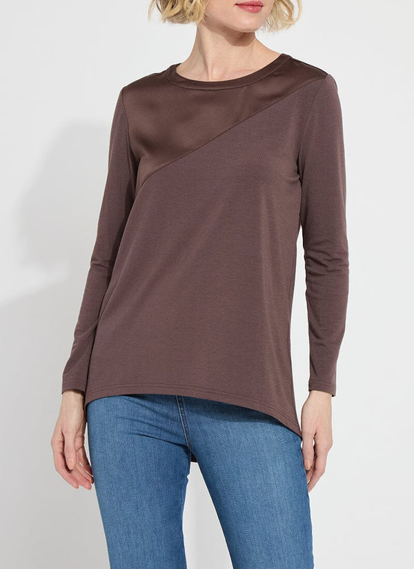lyssé Leia Mixed Media Top Dark Mocha