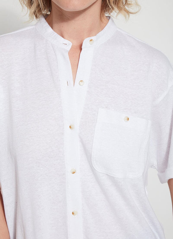 Lyssé Linen Jersey Button Down White
