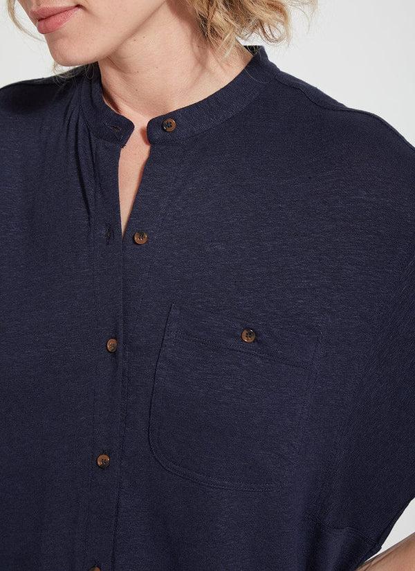 Lyssé Linen Jersey Button Down White