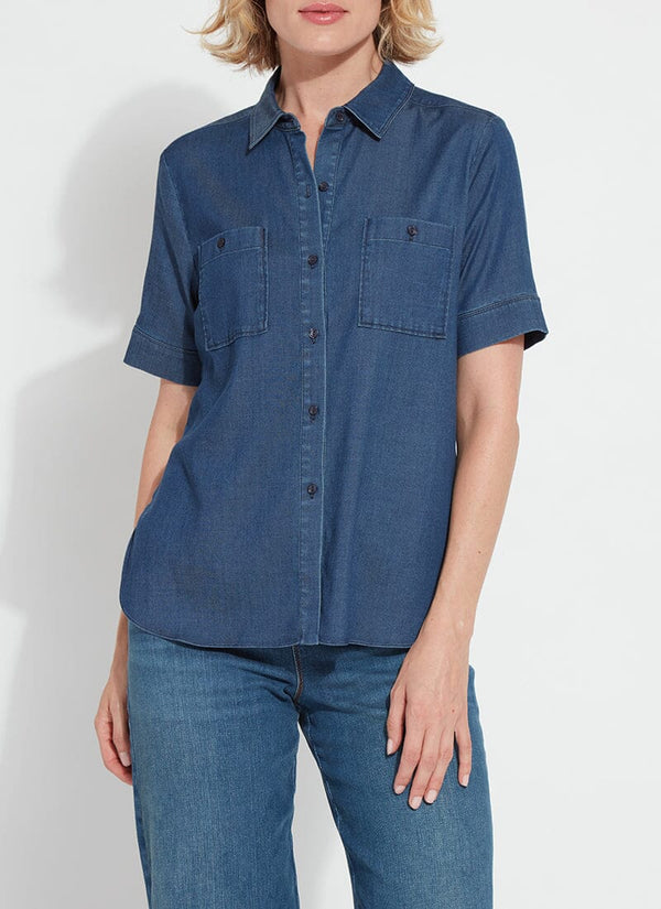 Lyssé Lola Chambray Shirt Dark Midwash