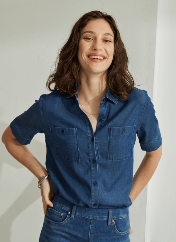 lyssé Lola Chambray Shirt Dark Midwash