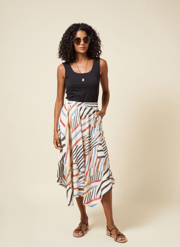 lyssé Lorenza Midi Handkerchief Skirt Stripe & Art