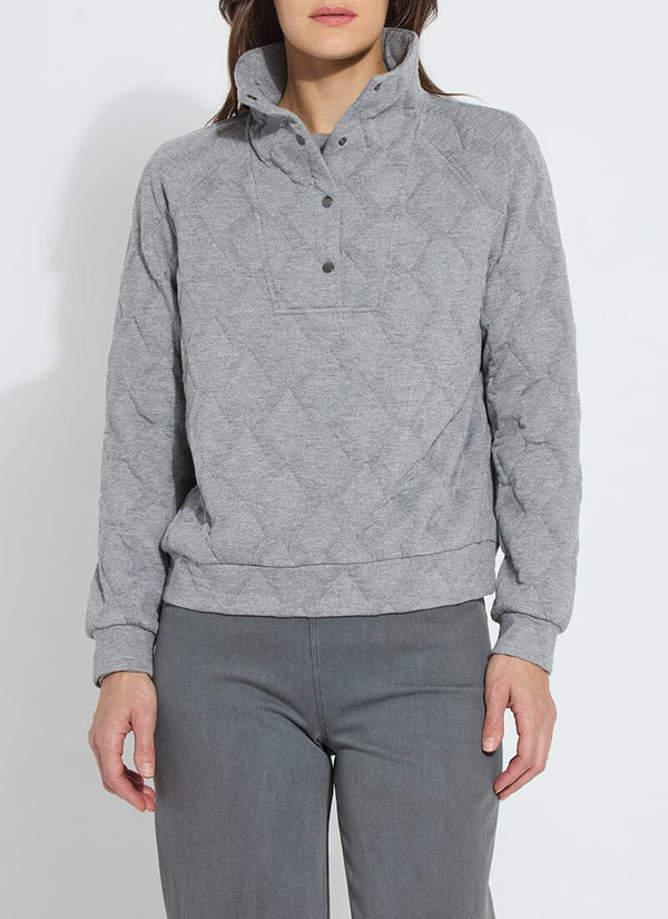 Lyssé Loretta Quilted Pullover Dark Heather Grey
