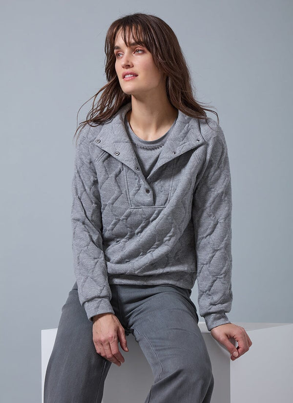 lyssé Loretta Quilted Pullover Dark Heather Grey