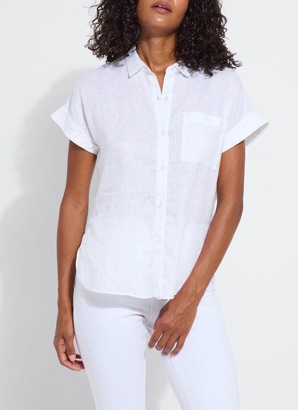 Lyssé Lyla Linen Short Sleeve Shirt White