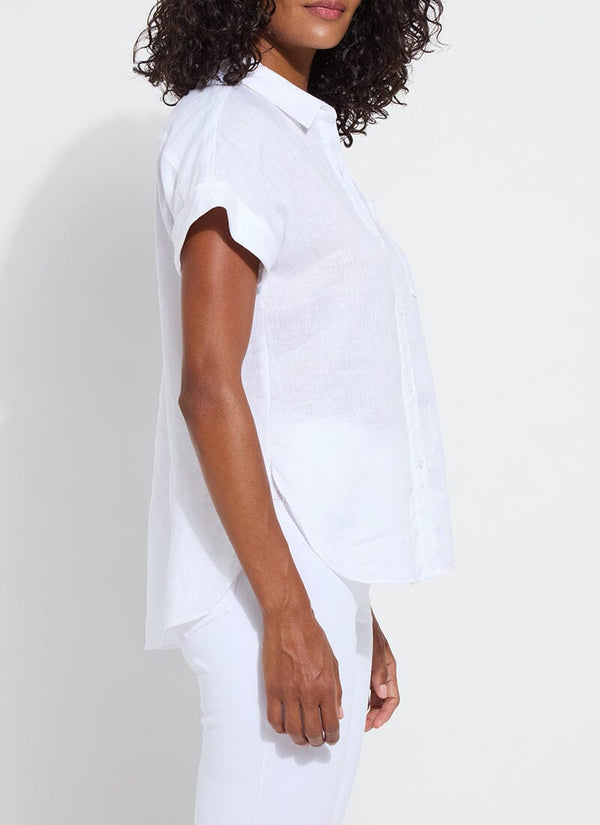Lyssé Lyla Linen Short Sleeve Shirt White