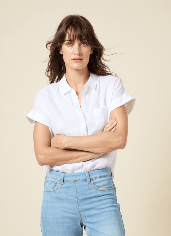 lyssé Lyla Linen Short Sleeve Shirt White