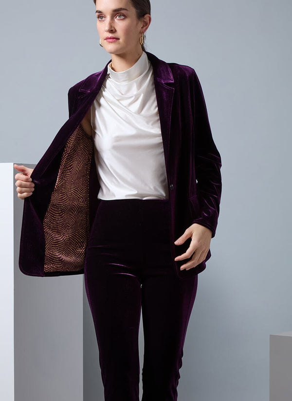 Lyssé Mercer Stretch Velvet Blazer Royalty