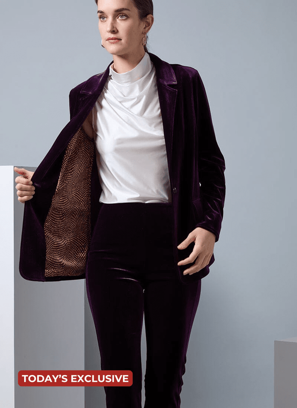 Lyssé Mercer Stretch Velvet Blazer Royalty