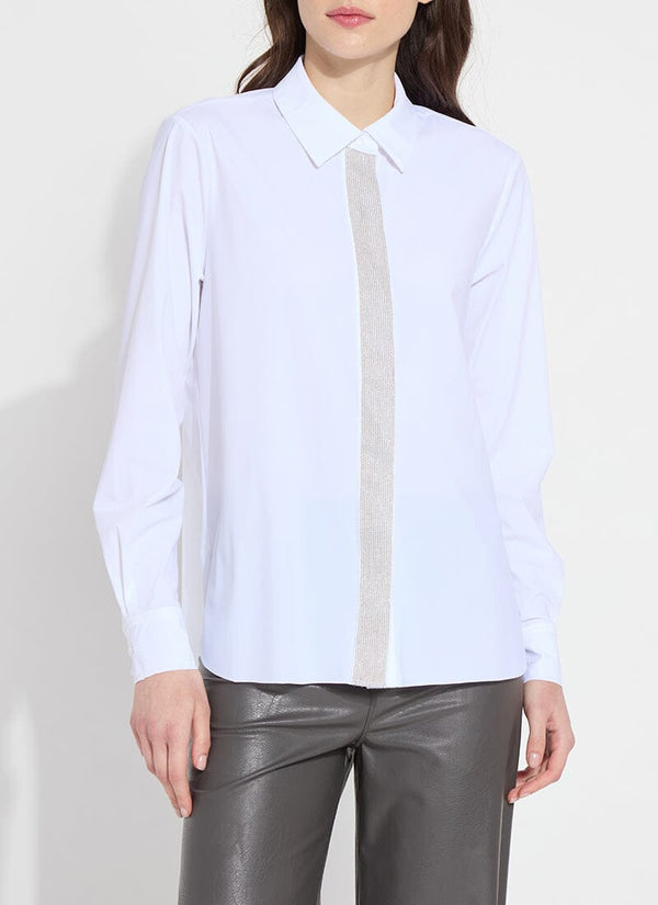 Lyssé Micro Beaded Connie Button Down White