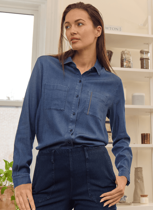 Lyssé Miley Chambray Shirt Dark Midwash