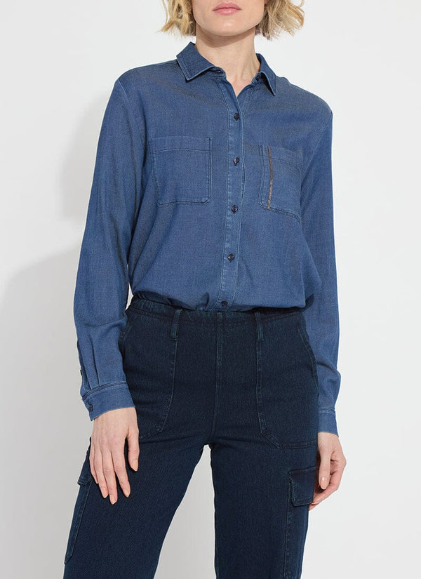 lyssé Miley Chambray Shirt Dark Midwash